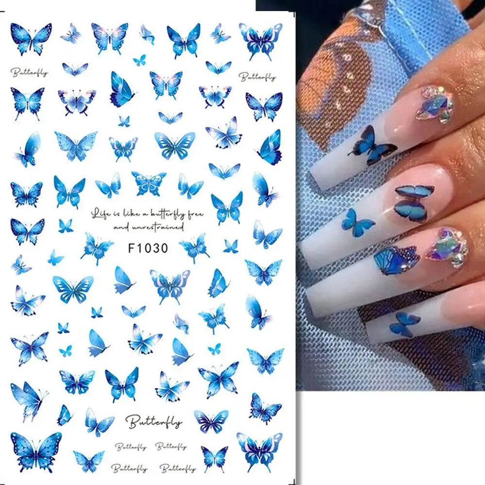 3D Design Nail Art Decals Purple Petals Flowers Stickers Candy Colors Zpaxo