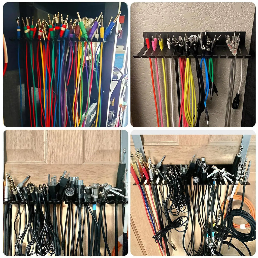 19-Slot Wall Mount Cable Organizer Sturdy Steel Rack Holder Workshop