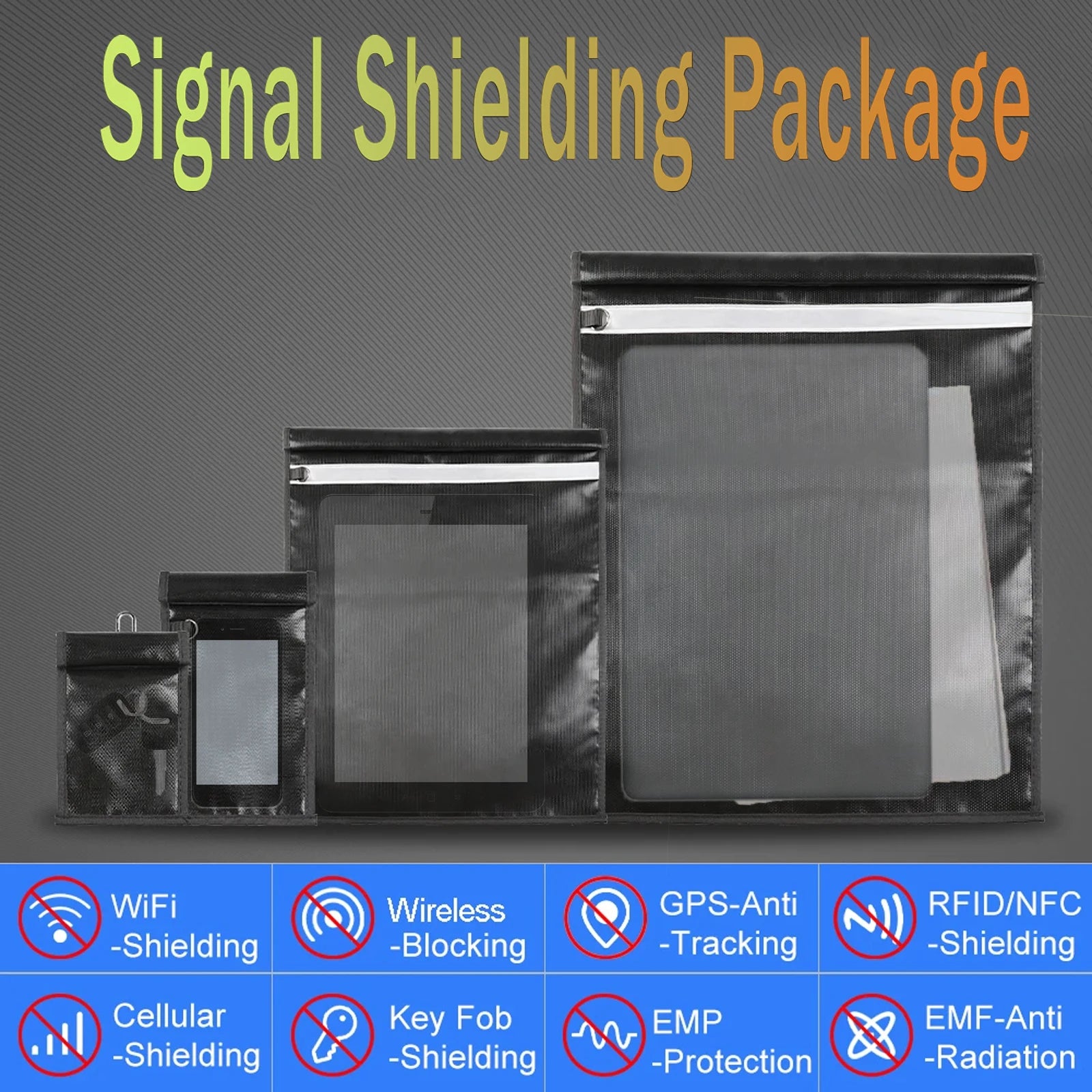 4Pcs Signal Blocker Faraday Bag RFID Faraday Pouch with Reflective Strip Anti-Tracking Signal Blocker Faraday Bag for Keys Phone Zpaxo