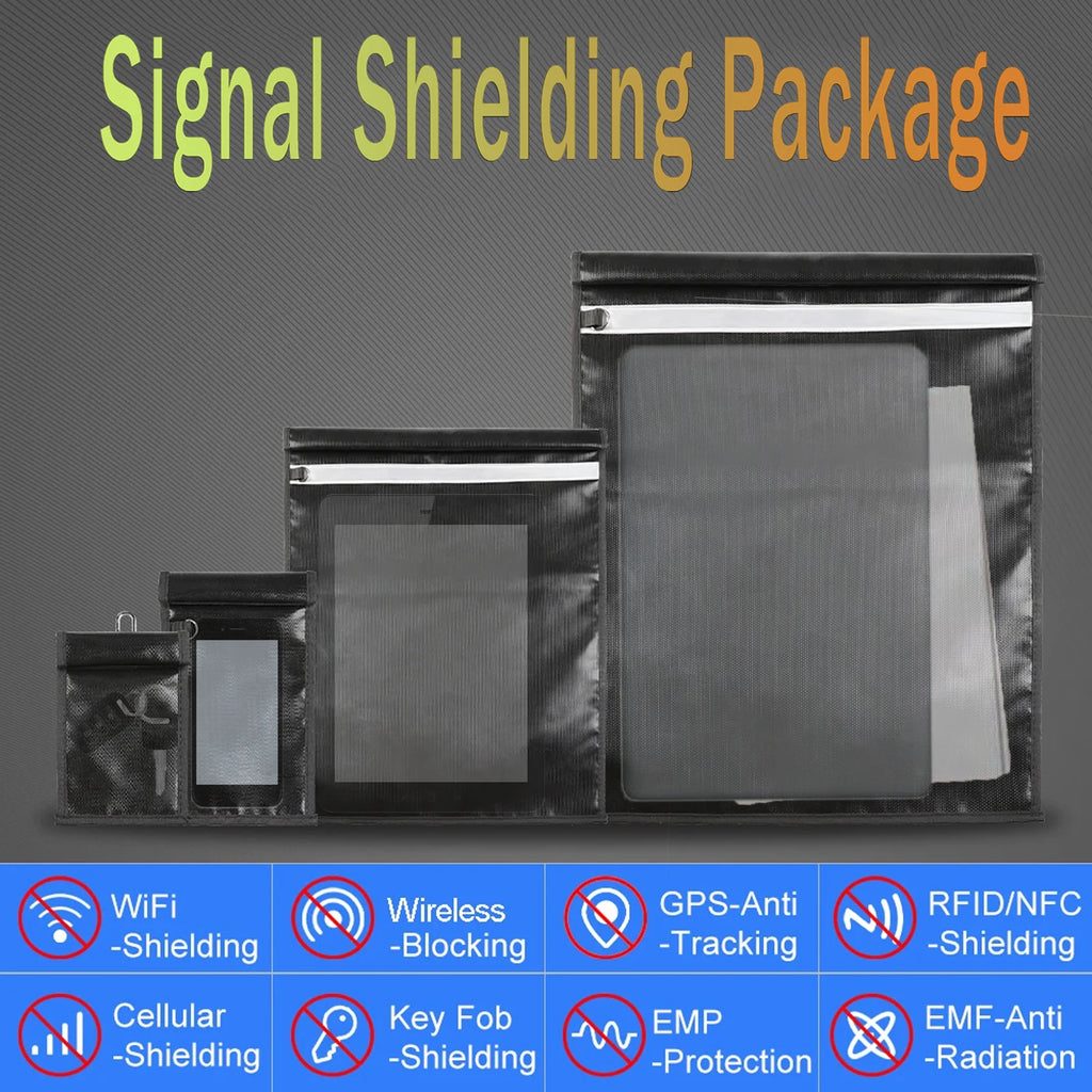 4Pcs Signal Blocker Faraday Bag RFID Faraday Pouch with Reflective Strip Anti-Tracking Signal Blocker Faraday Bag for Keys Phone Zpaxo