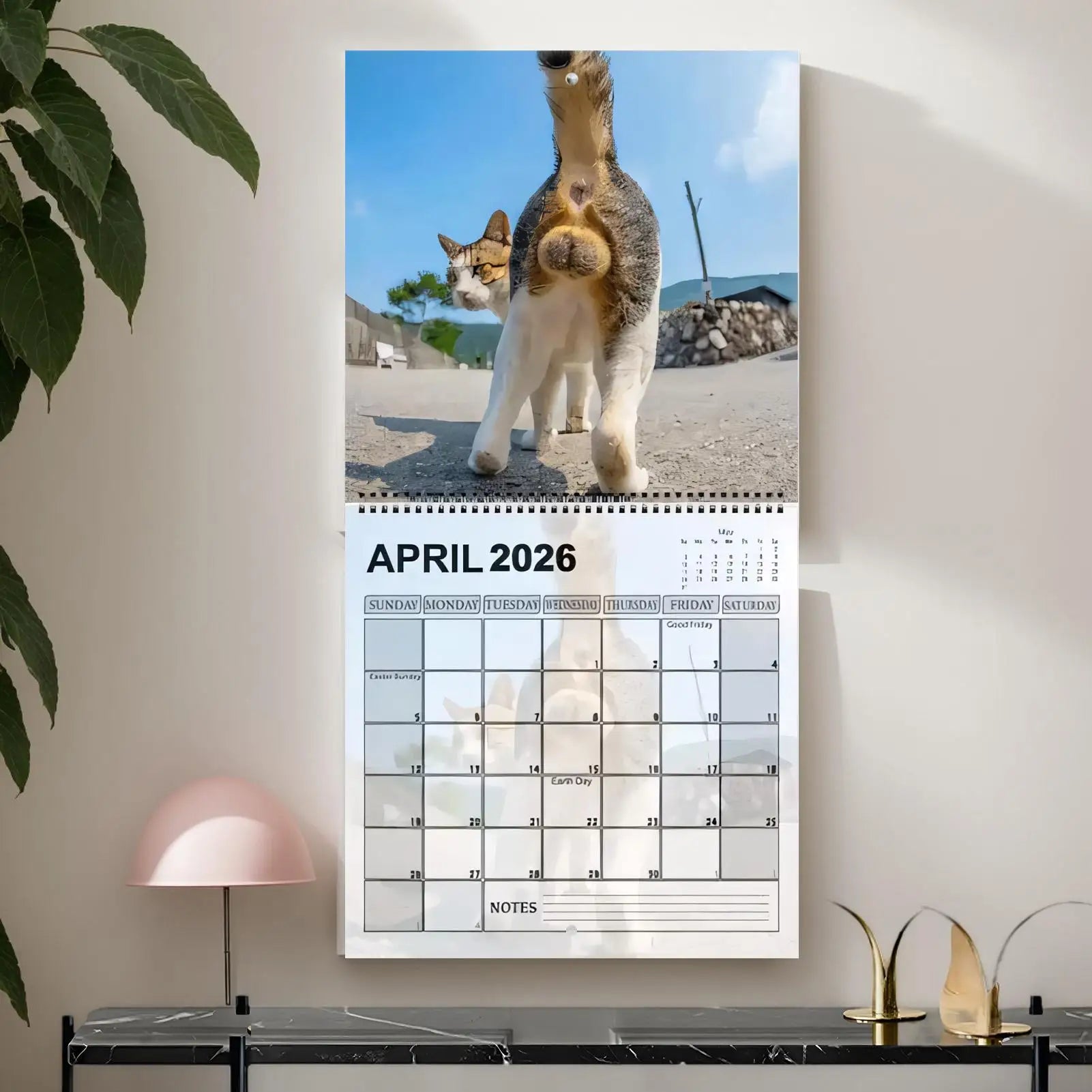 2026 Funny Cat Calendar 12 Month Wall Hanging Memes Humor Monthly