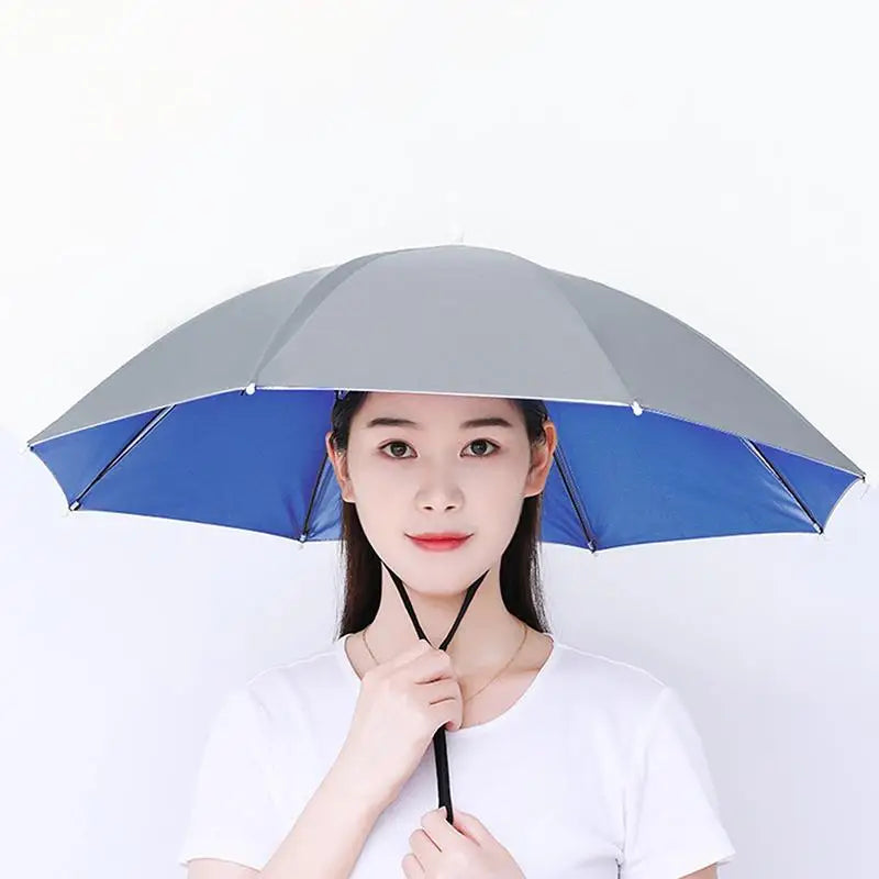 ▶1Pcs Head-mounted Umbrella Foldable Waterproof UV Protection Sun Rain Cap For Outdoor Fishing Camping Beach For Men Women Zpaxo A5