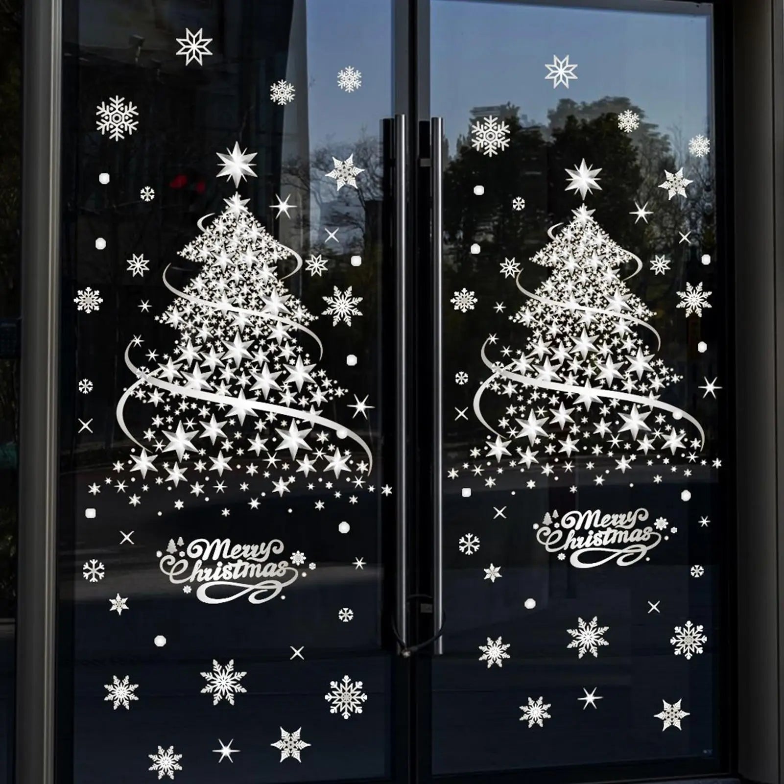 Christmas Window Decals 2 Sheets Reusable Static Clings Tree Seasonal