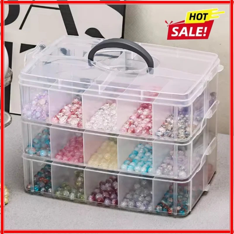 3 Tier 18-Grid Transparent Adjustable Stackable Compartment Slot Plastic Storage Box For Organizing Toys Jewelry Accessories Zpaxo
