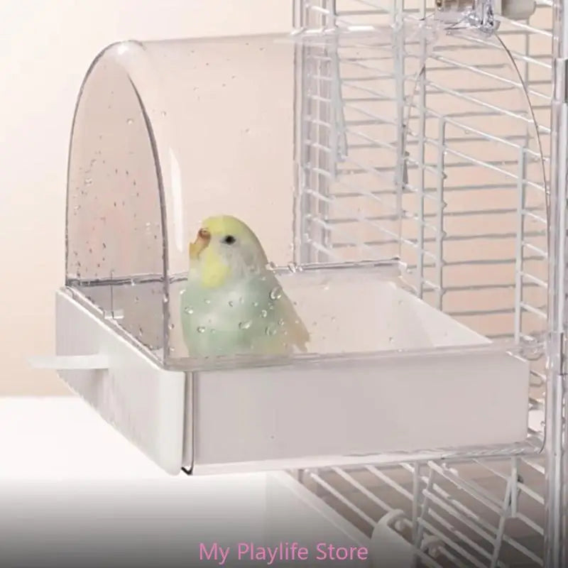 Pet Bird Bath Tub Clear House Parrot Bathtub Bottom Drawer Budgies