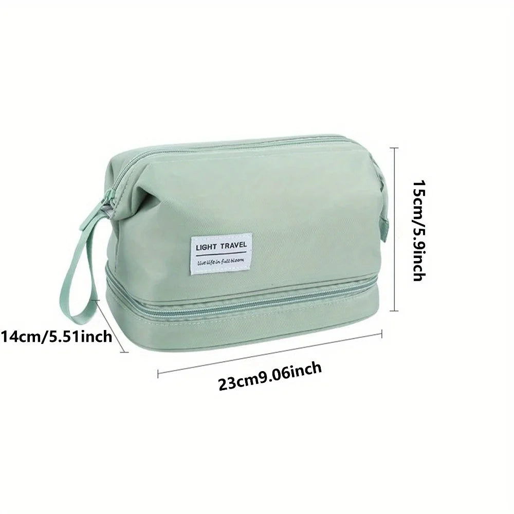 Double Layer Makeup Bag Large Capacity Cosmetic Toiletry Organizer