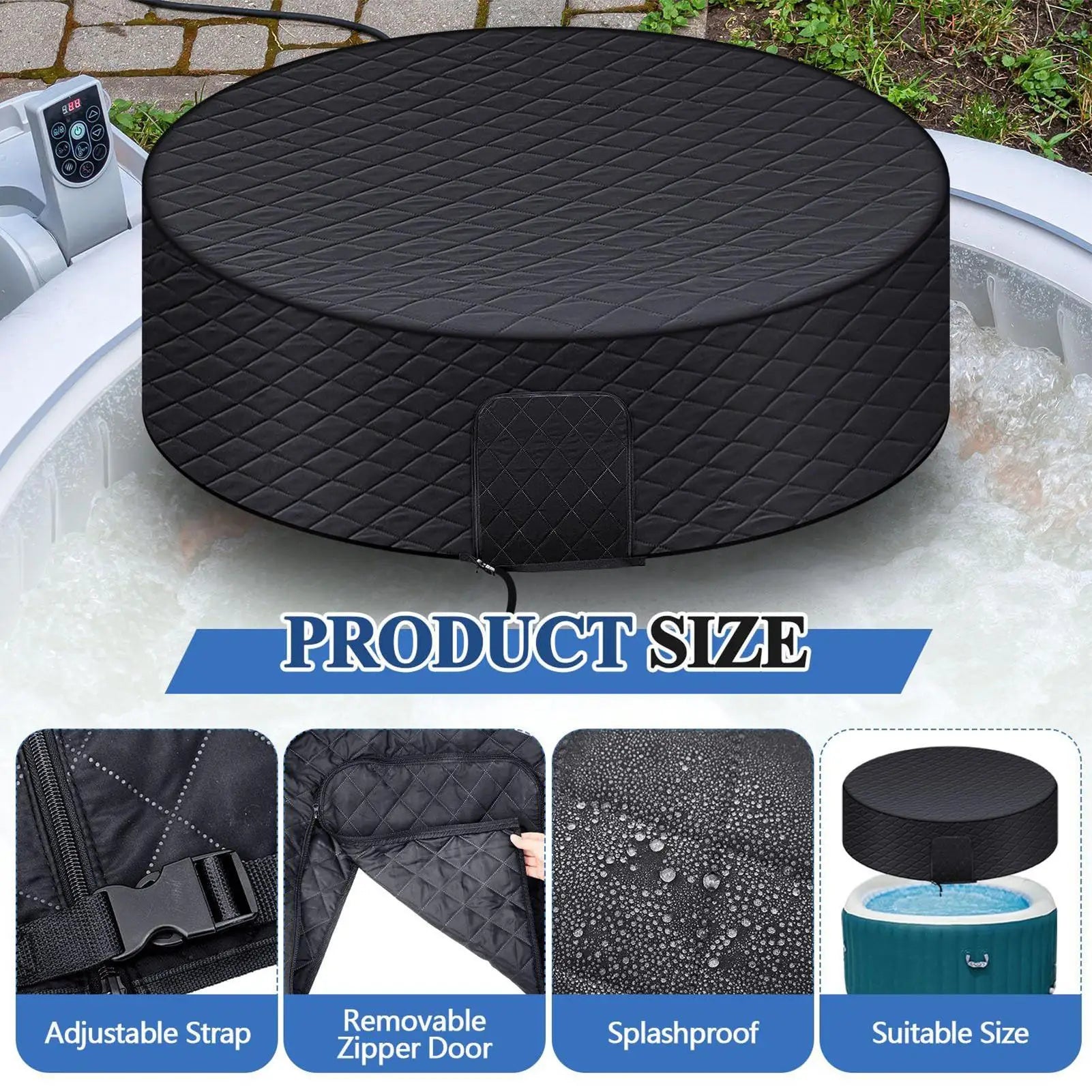 Tub Cover Insulated Inflatable Round Waterproof Winter Pool Protector