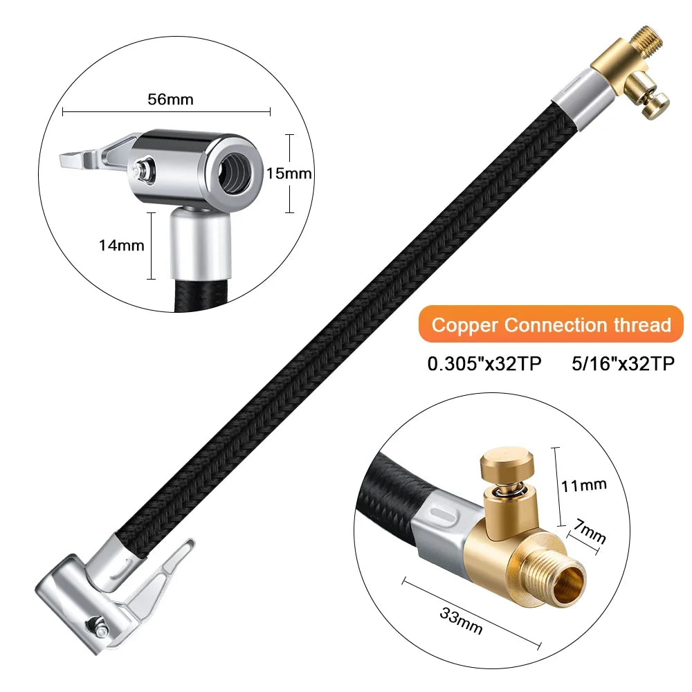 Tire Inflator Extension Hose 10–60cm | Locking Air Chuck