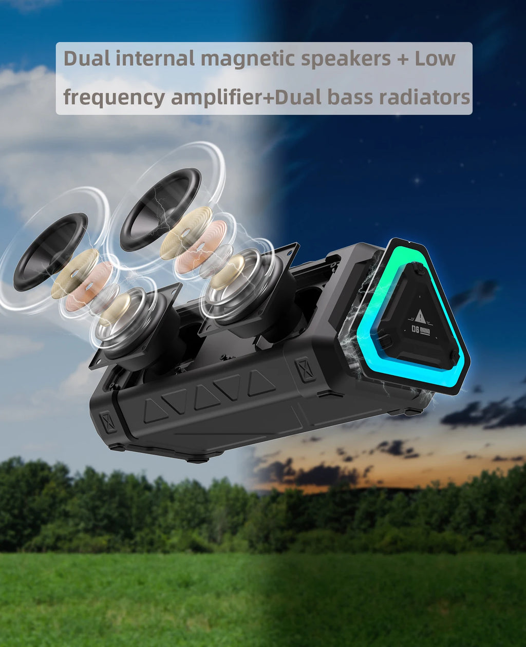 MLOVE P3 Outdoor Bluetooth Speaker, 40W Output Power Bluetooth 5.3 Speaker ,Stereo Sound IPX7 Waterproof,Micro SD Card,RGB Light Zpaxo