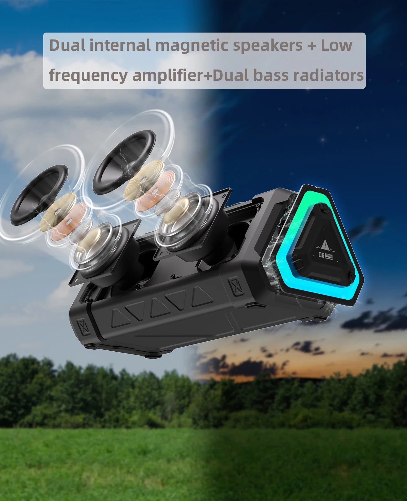 MLOVE P3 Outdoor Bluetooth Speaker, 40W Output Power Bluetooth 5.3 Speaker ,Stereo Sound IPX7 Waterproof,Micro SD Card,RGB Light Zpaxo