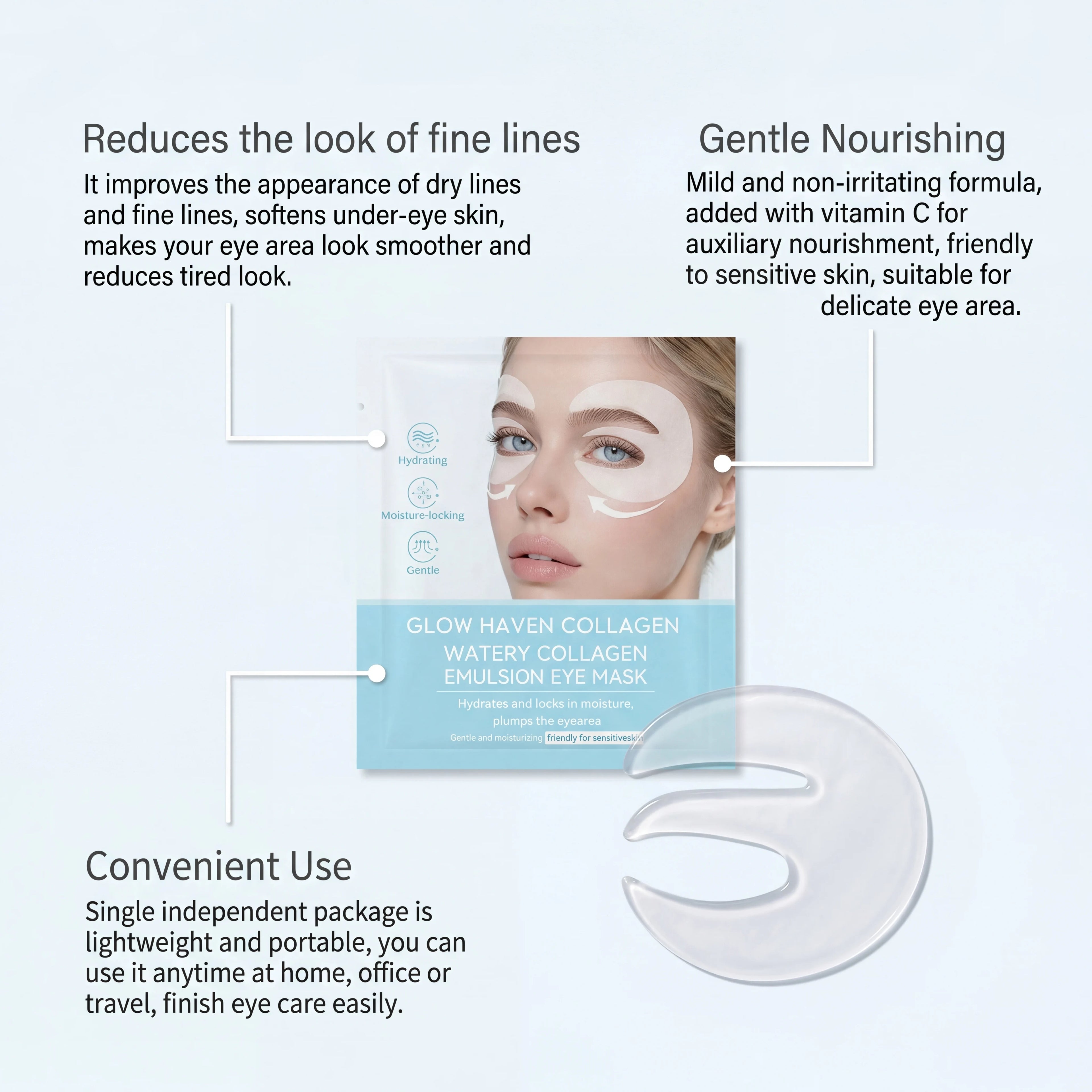 Vitamin C Collagen Under Eye Patches Hydrating Eye Mask for Puffiness Overnight Recovery Anti-Aging Eye Care Deep Moisturizing Zpaxo