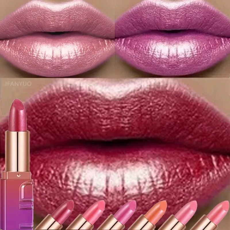 Diamond Pearlescent Lipstick Glitter Metallic Changing Lipgloss