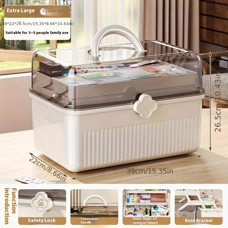 Smart Flip-top Medicine Box Visual Window Multi-layers Easy-carry