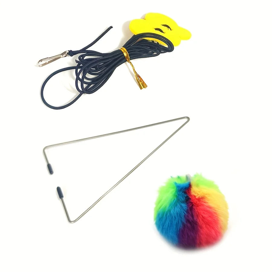 Interactive Cat Teaser Toy Adjustable Hanging Door Swing with Colorful Worms Plush for Indoor Cats Interactive Kitten Play Zpaxo