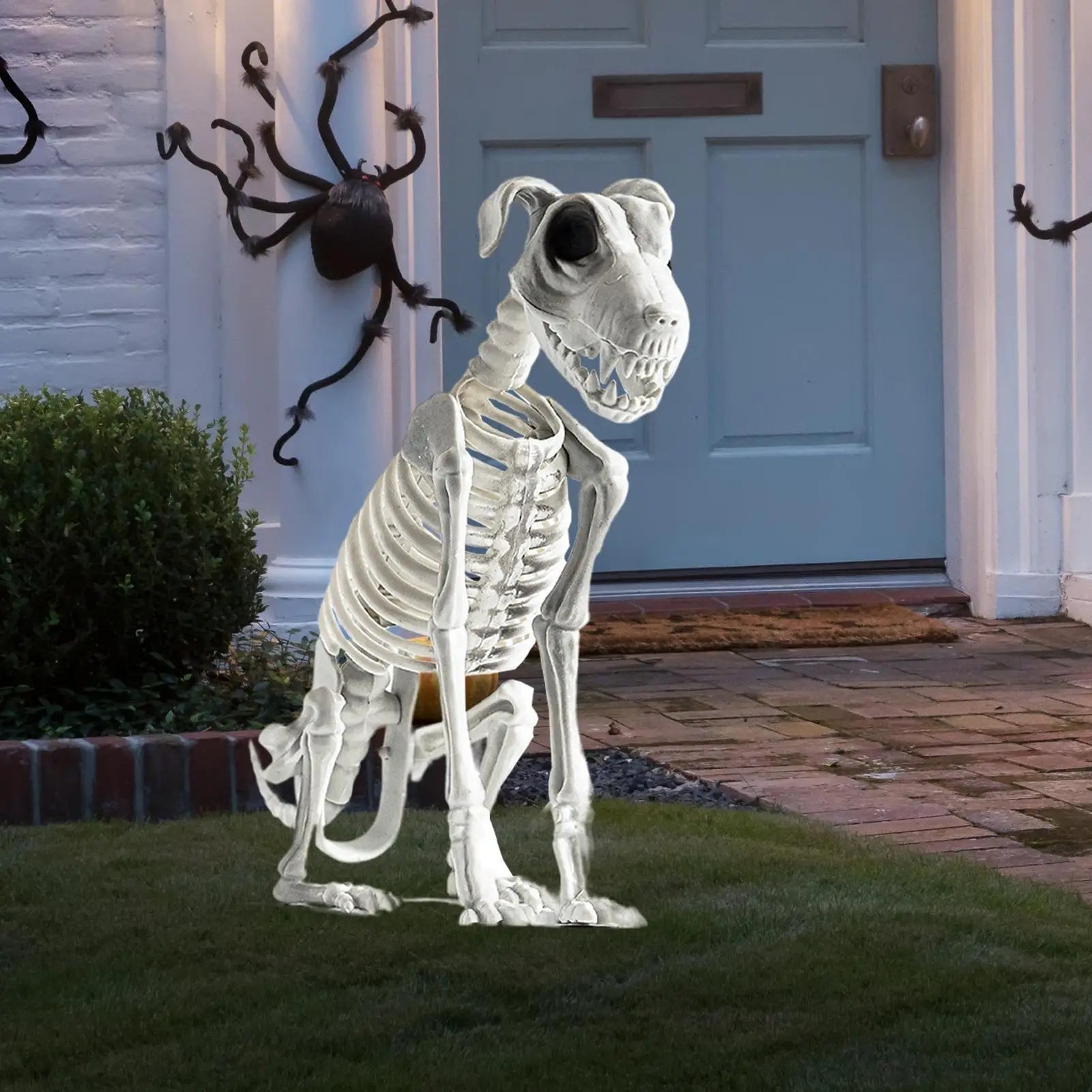 Realistic Halloween Skeleton Dog Scary Sitting Statue Animal Skull