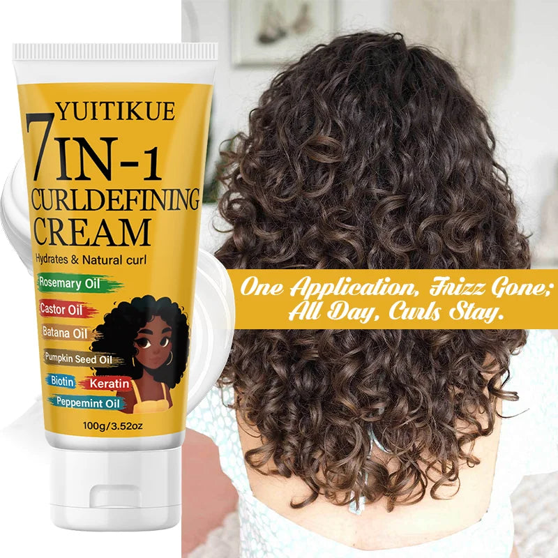 7-in-1 Curl Defining Cream | Batana Oil & Keratin Anti-Frizz Curl Defining Cream Zpaxo