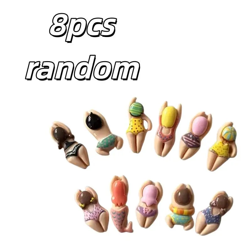 8pcs Cute Swimming Figure Fridge Magnets – ABS Resin Round Decor for Fridge, Door, Photo, Pool Zpaxo 8pcs random
