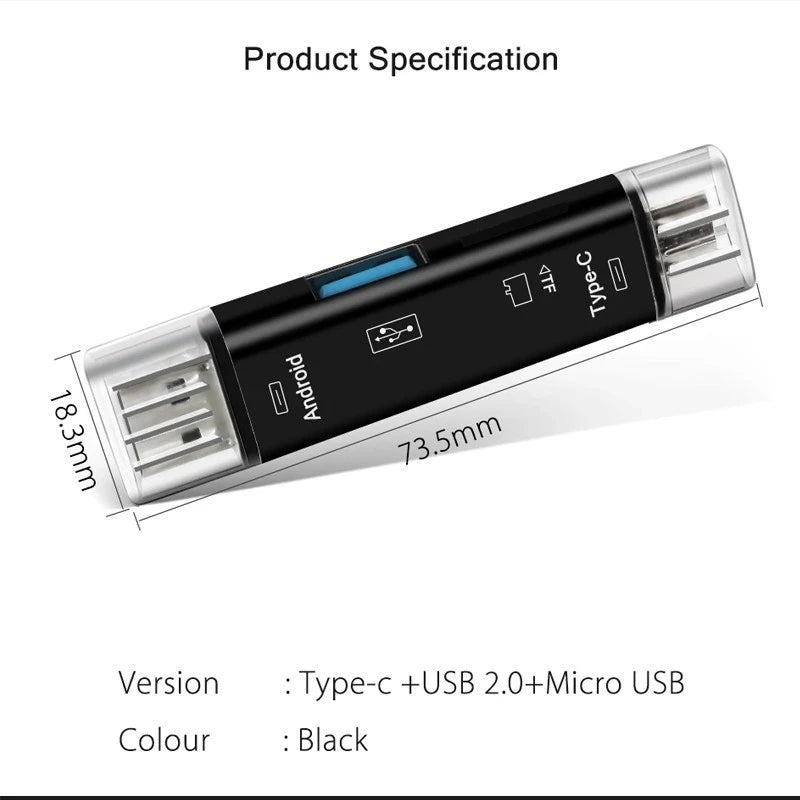1 Type-c TF Card Reader Micro USB Multi Memory 2 0 OTG Cell Phone Zpaxo
