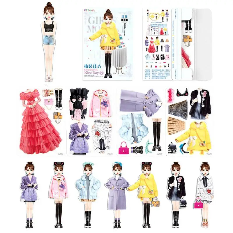 Magnetic Princess Paper Dolls Cutouts Pretend Play Outfit Magnet Clothes Puzzles Creative Fashion Dress Up For Birthday gifts Zpaxo
