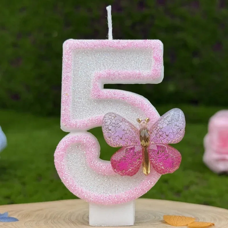Pink Butterfly Number Candles 1–9 | Birthday Cake Topper Birthday Cake Candles Zpaxo 5