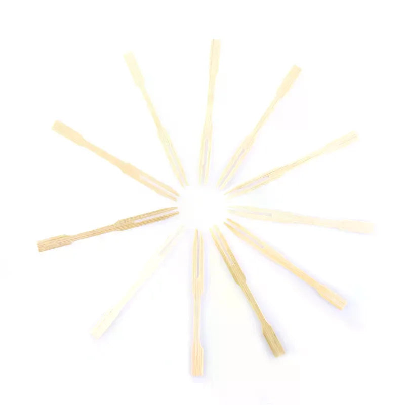 Bamboo Disposable Wooden Dessert Forks Fruit Fork Tableware Party Zpaxo