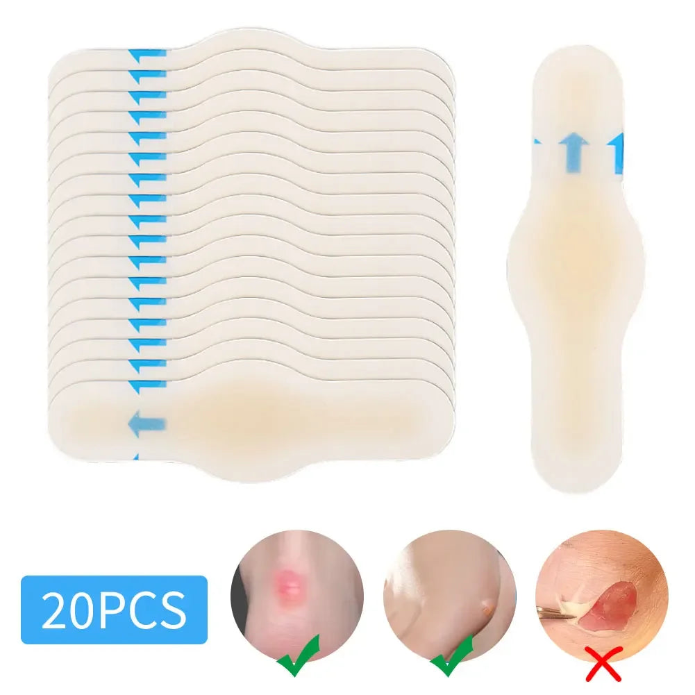 20PCS Gel Heel Protector Foot Patches Adhesive Blister Pads Hydrocolloid Heel Liner Shoes Stickers Pain Relief Plaster Foot Care Zpaxo