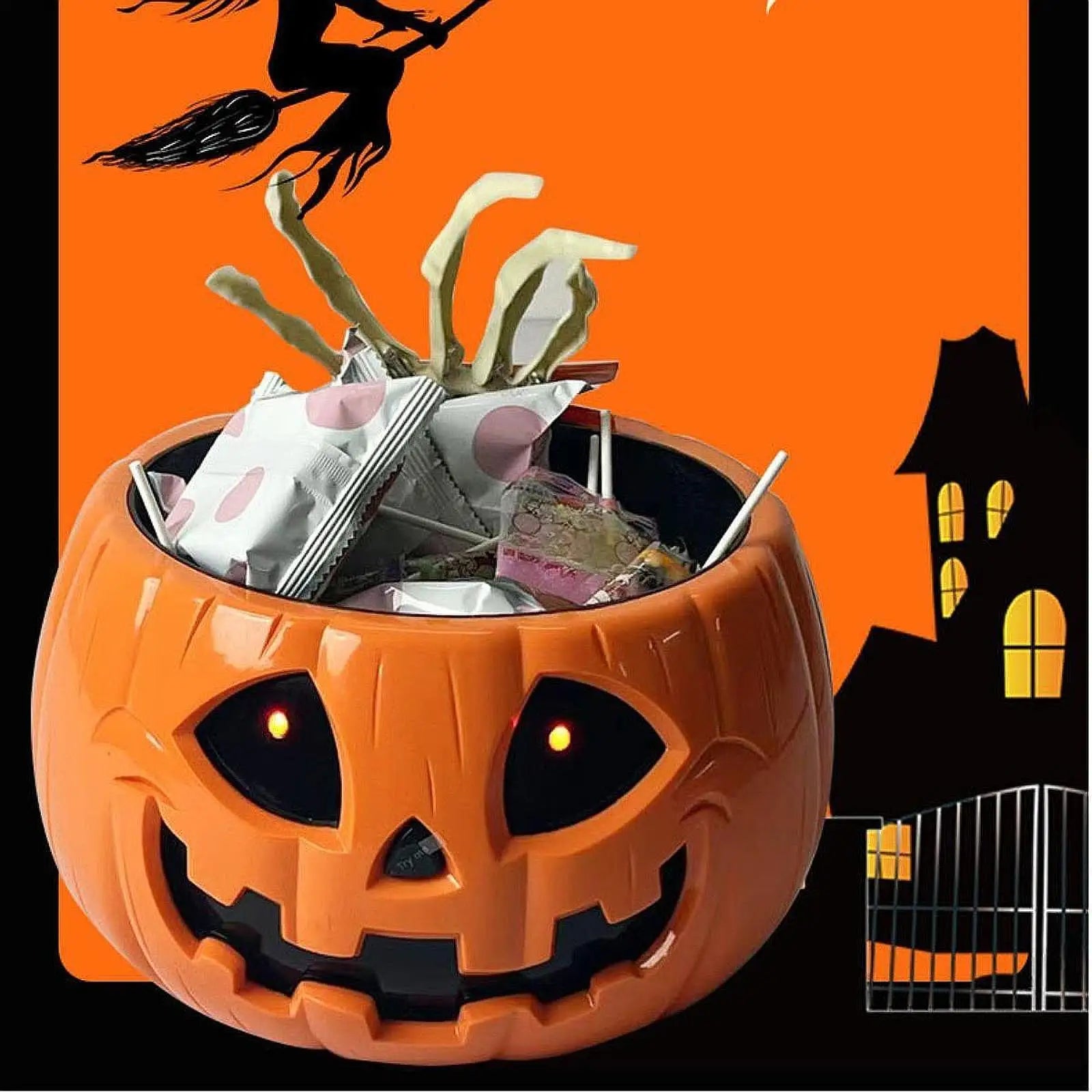 Halloween Pumpkin Candy Bowl Glow in The Dark Halloween Electric Toy for Home Outdoor Indoor Garden Holiday Party Decoration Zpaxo Default Title