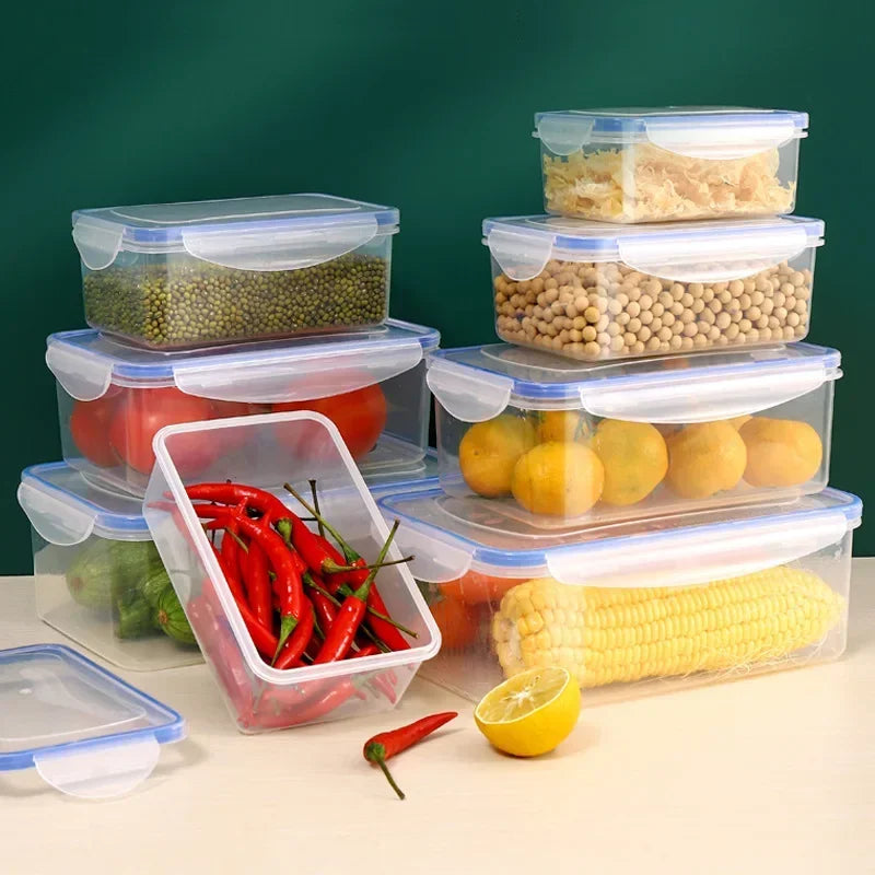 Kitchen Refrigerator Sealed Rectangular Refrigerator Storage Box with Lid Plastic Crisper Microwave-heated Lunch Box Storage Box Zpaxo
