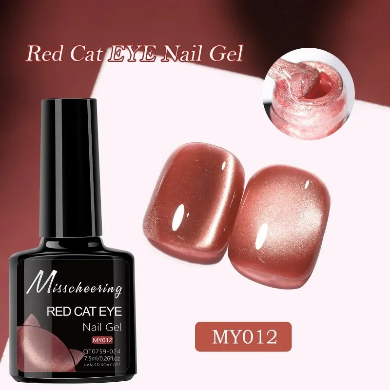 Red Ruby Cat Eye Magnetic Gel Nail Polish Cherry Art DIY Sparking Zpaxo 12