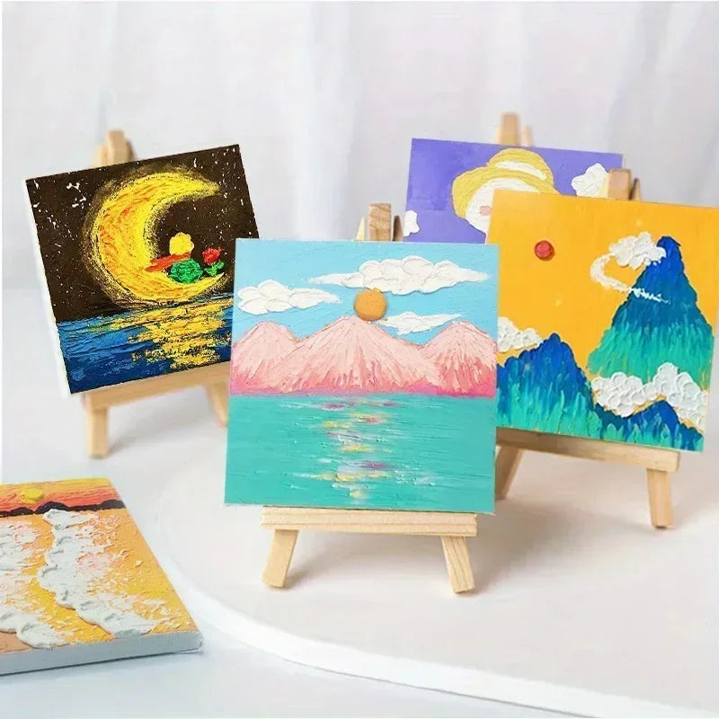 Complete Canvas Painting Kit for Kids – Includes Art Tools, Pre-Sketched Canvases & Mini Wooden Easels (Ideal Children's DayGift Zpaxo