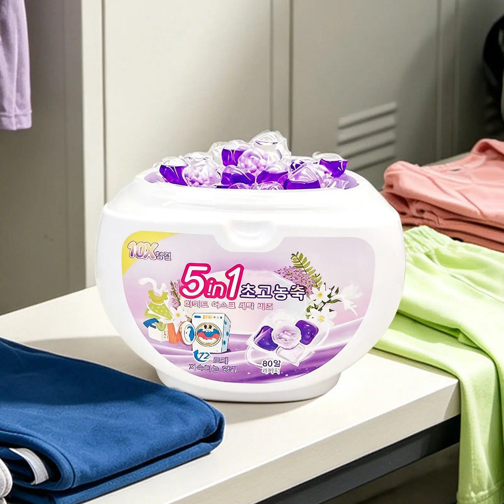 Laundry Pods 5In1 Stain Remover 80 Pacs Detergent Softener Fresh