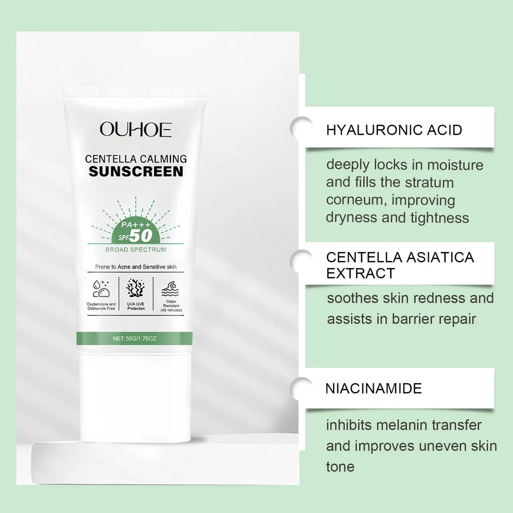 SPF 50 Facial Sunscreen Anti Sunlight Defense UV Rays Improve Dry Prevent Sunburn Summer Waterproof Soothing Centella Sunscreen Zpaxo