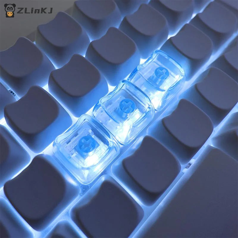 10 Cute Cat Shaped Transparent Keycaps PBT 1U Blank Key Caps MAO Zpaxo