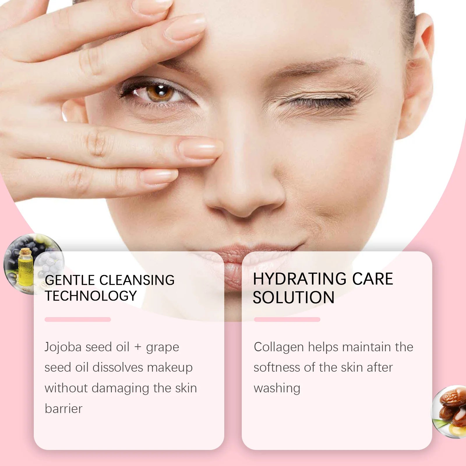 Collagen Makeup Remover Oil Jojoba Oil Makeup Remover Deep Cleansing Pore Dirt Gentle Daily Emulsifying Facial Cleanser Cosmetic Zpaxo