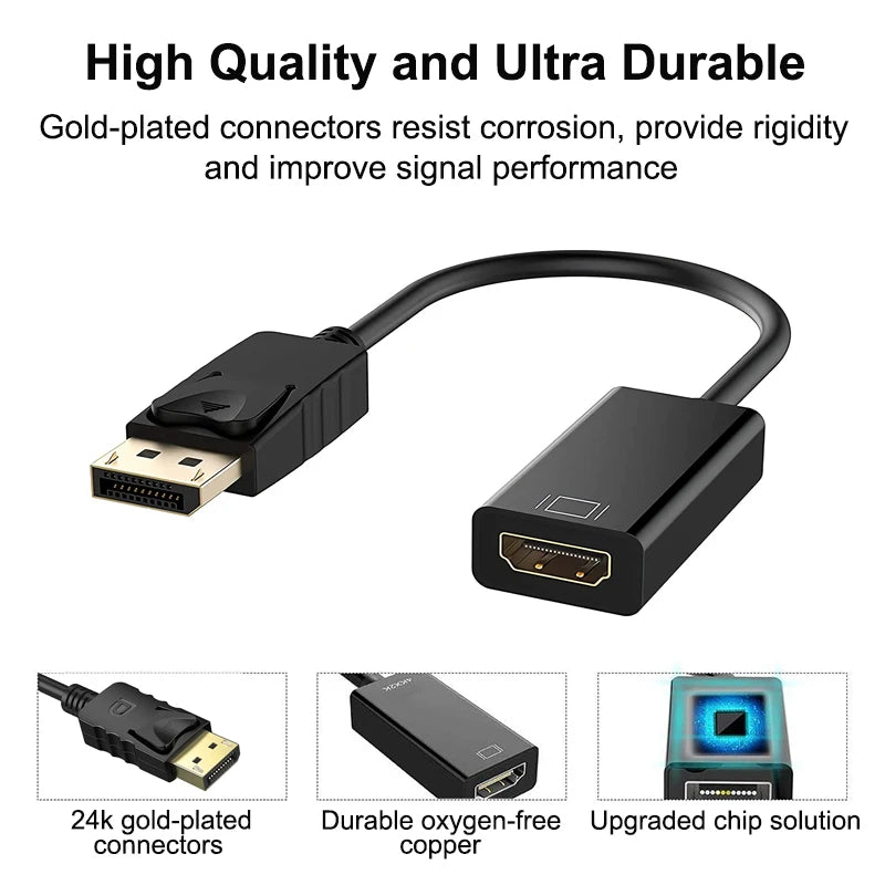 DP to HDTV Adapter Converter 4K 1080P Male to Female Display Port to HDMI-compatible Video Audio Adapter Cable For PC TV Laptops Zpaxo