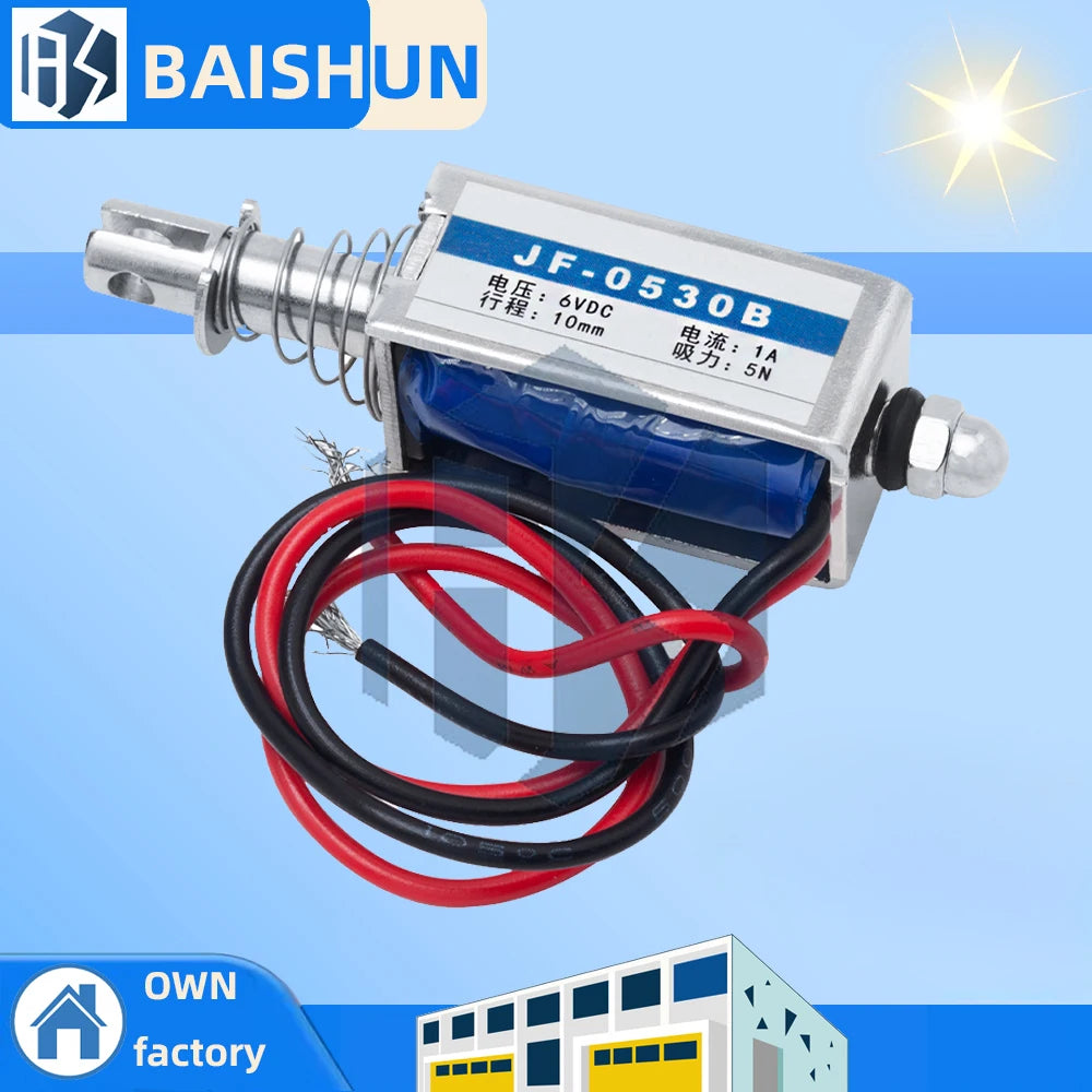 1PCS JF-0530B DC 6V 12V 24V Push&Pull type JF-0530B Open Frame Electromagnet keepping Force 5N travel 10mm Linear Solenoid Zpaxo