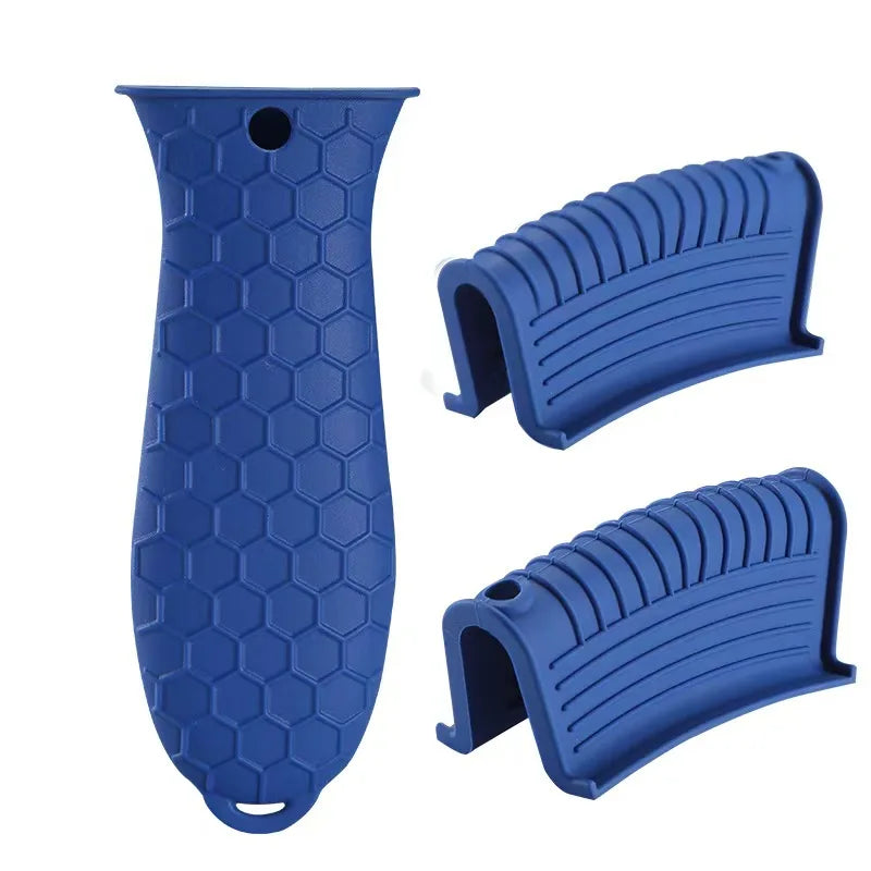 Silicone Heat-resistant Handle Covers Cast Iron Pot Holders Skillet Zpaxo 3pcs Blue