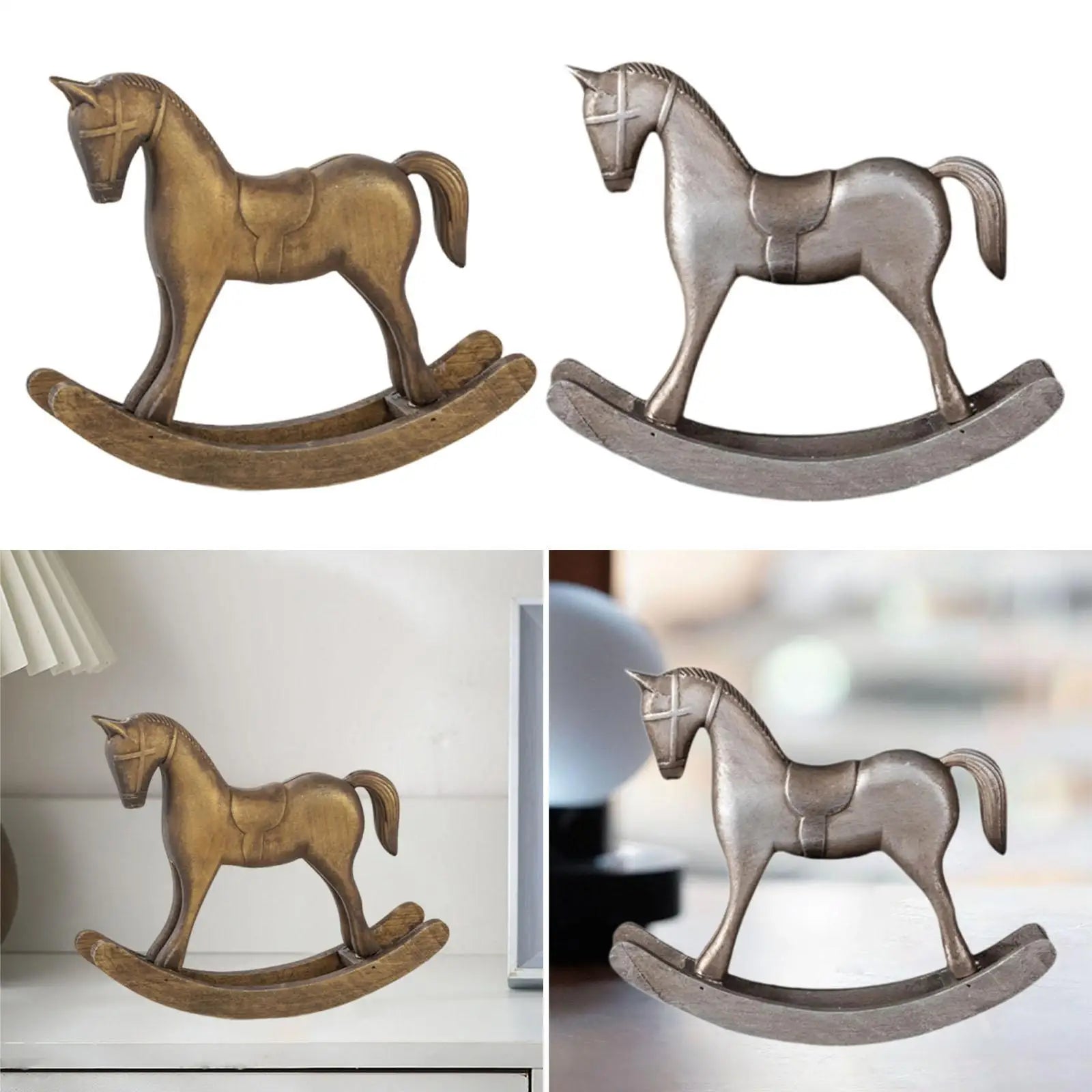 Wooden Rocking Horse Statue – Decorative Figurine for Home & Office Decorative Figurine Zpaxo