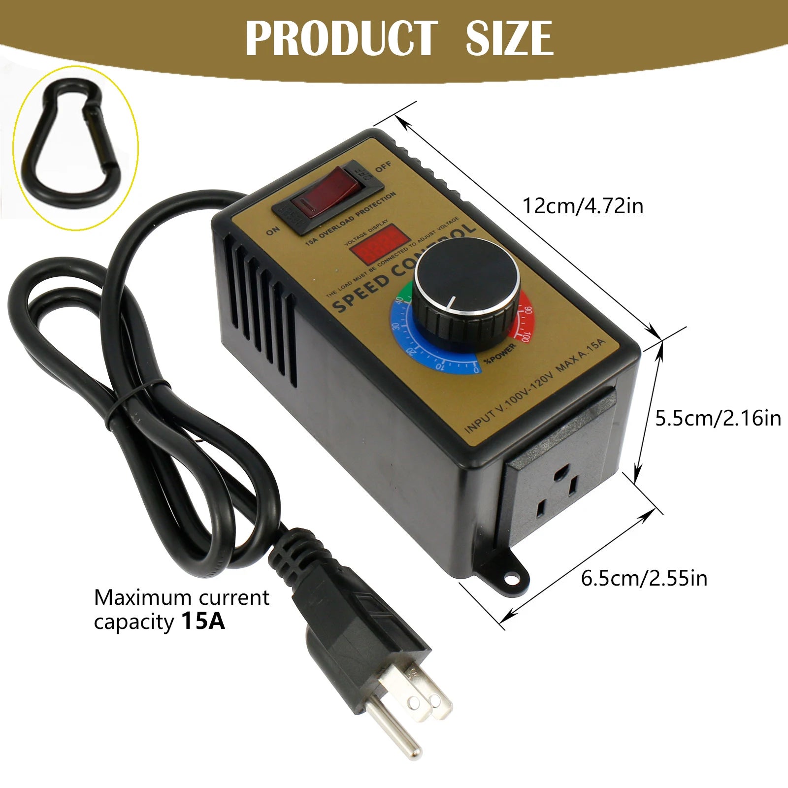 4000W Motor Speed Controller 110-120V 15A Motor Speed Voltage Regulator US Variable Speed Switch Safe for Electric Angle Grinder Zpaxo with hook US plug