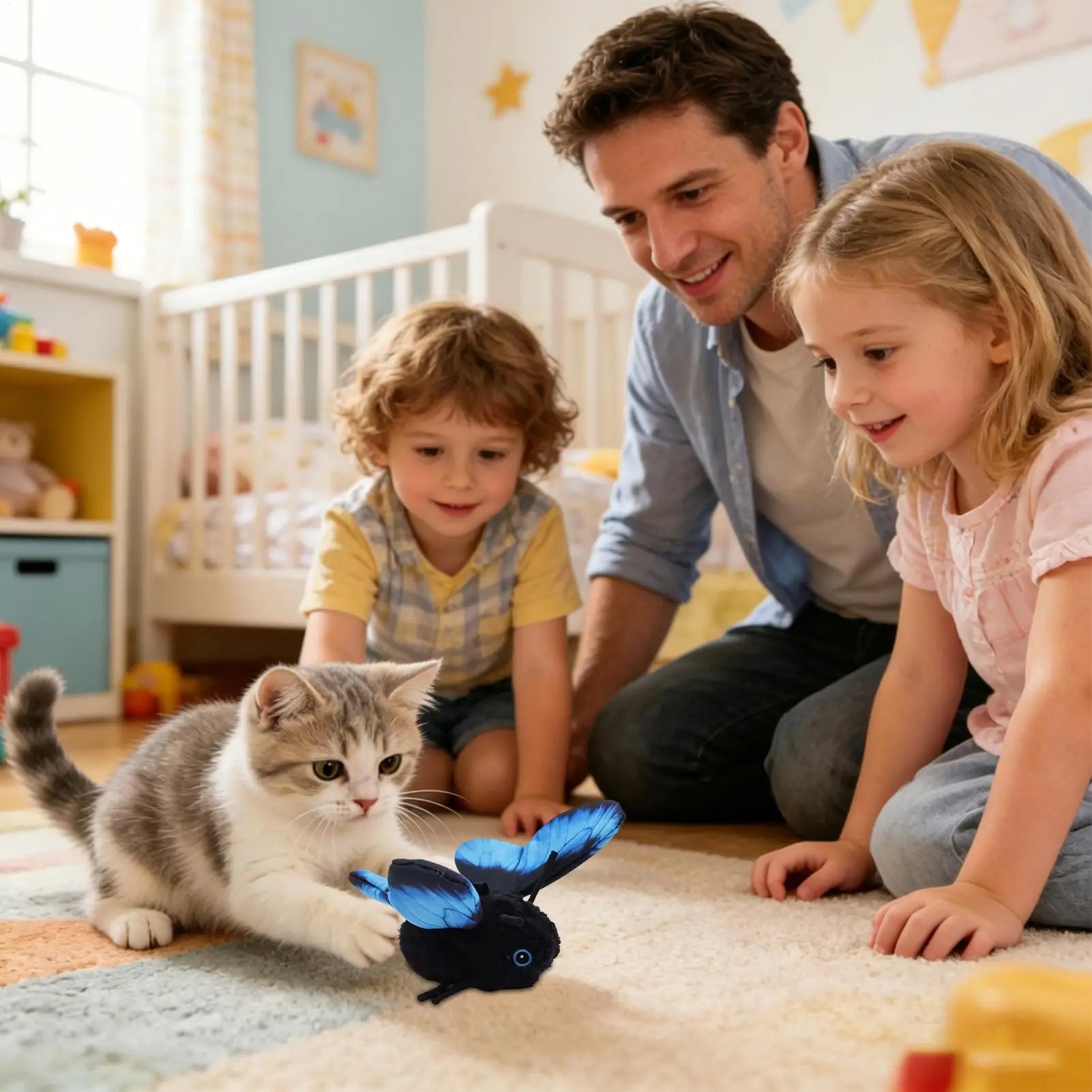 Automatic Cat Toy Mental Physical Exercise Easy Mount Pet Teaser Cat Toy Butterfly For Small Medium Large Breeds Living Room Zpaxo