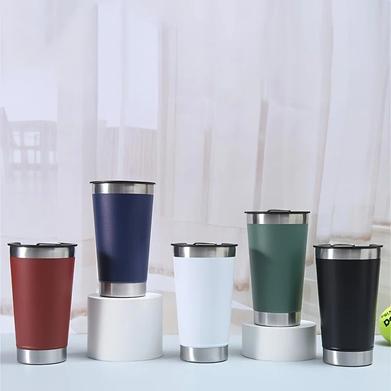 8pcs lusella Tumbler 16oz Stainless Steel Beer Mug, Double Wall Vacuum Insulated Tumbler, Cup Lid with Bottle Opener, Keeps Zpaxo