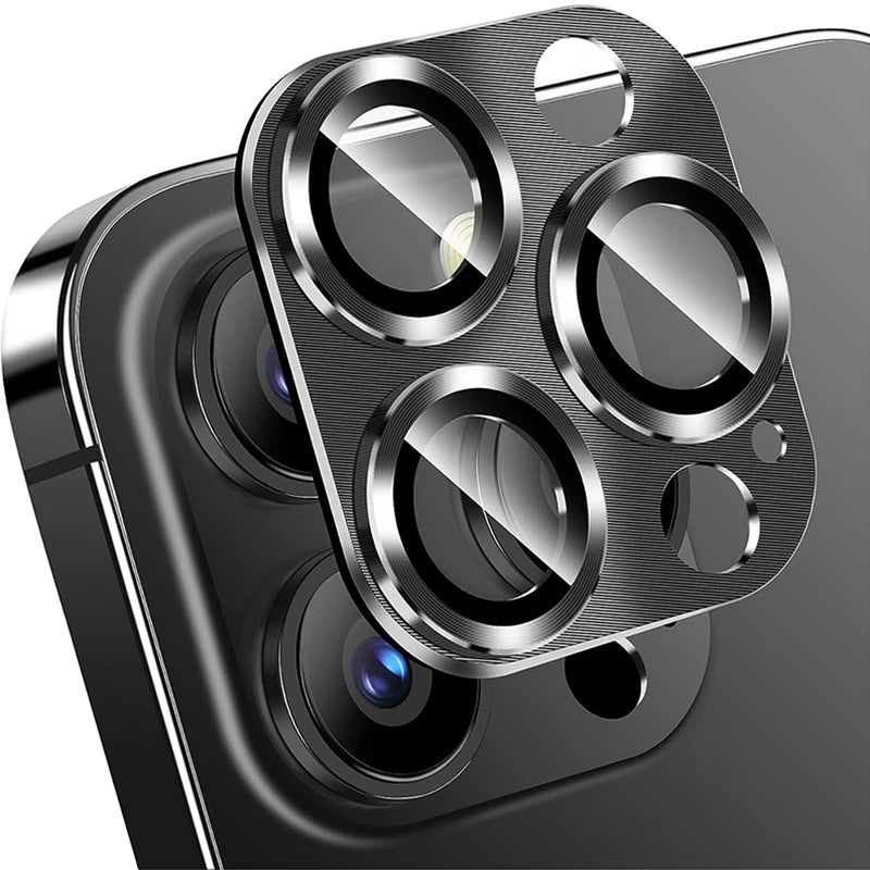 9999D Metal Tempered Glass Full Coverage Camera Lens Protector for iPhone 16 Pro Max 15 Pro 14 Plus Black Protection Accessories Zpaxo
