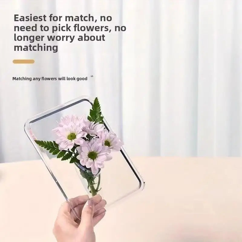 1pcs Elegant Acrylic Vase with Flowers – Modern Clear Frame for Bedroom, Living Room & Home Decor Zpaxo