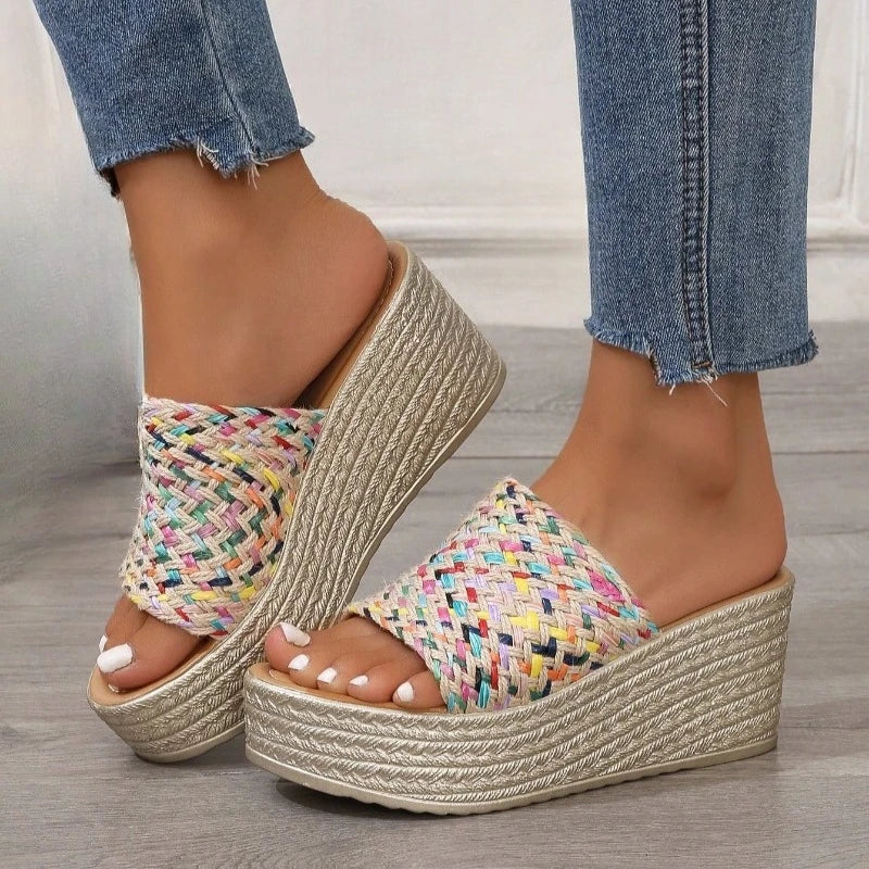 2025 Wedges Slippers Women Platform Sandals Woman Summer Round Head