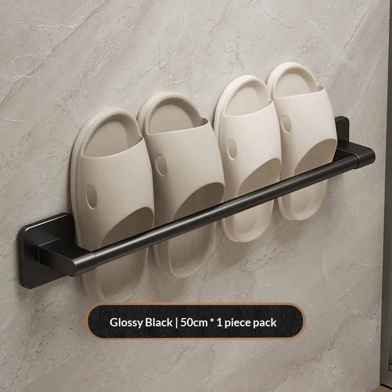 Non-drilling Towel Rack Double Layer Self Adhesive Bathroom Shower Zpaxo 1 Layer Blcak 50cm