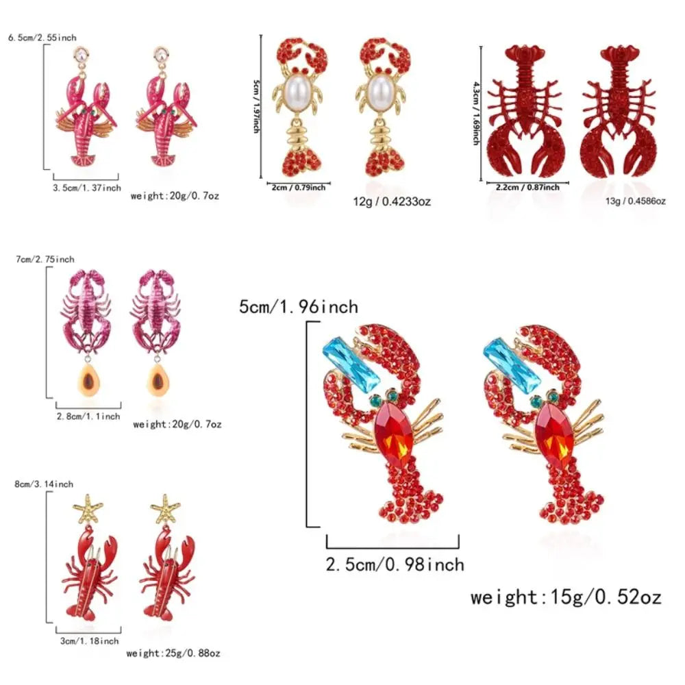 Creative Ocean Series Lobster Earrings Enameled Metal Exquisite Animal Earrings Ear Jewelry for Girls Ladies Zpaxo