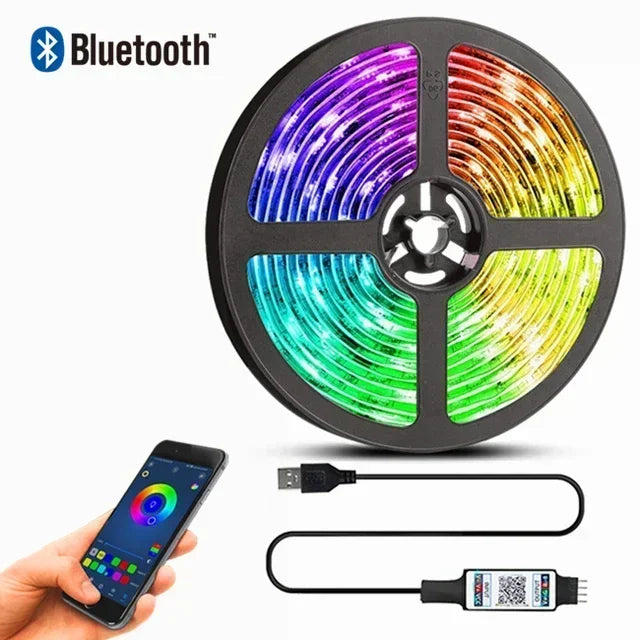 RGB Led Strip Lights USB 5V Music Sync 5050 Lexible Lamp Tape TV Zpaxo 24KEYController None Waterproof 5m