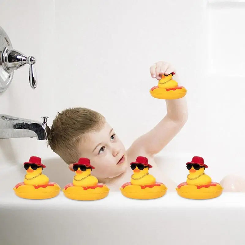Cycling Accessories Bicycle Bell Duck Rubber Cute Duck Gold Chain Toy Cool Glasses Duck Motorcycle Riding Car Dashboard Decor Zpaxo
