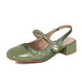 Sandals for Women Spring Autumn 2025 French Retro Slippers Shallow Mouth Square Toe Thick Heel Sandals for Women Ladies Shoes Zpaxo Green 36