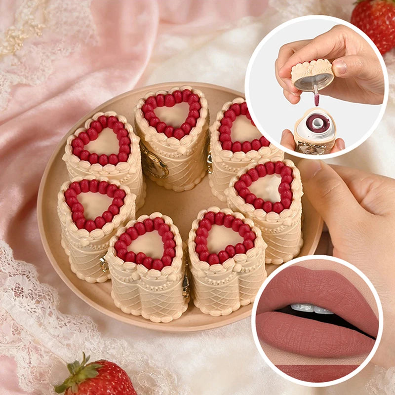 Strawberry Cake Mousse Lip Mud – Glaze Lipstick Silky Smooth Mousse Lipstick Zpaxo